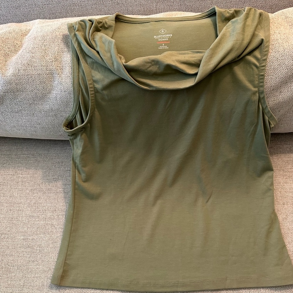 Bluffworks Green Sleeveless Cowl Neck Top Nwt — image 7 of 8